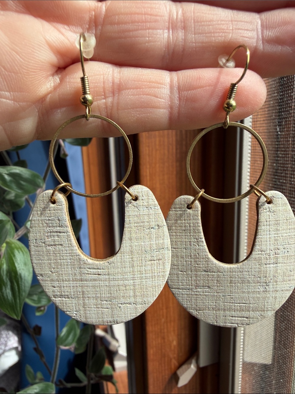 Neutral Textured Crescent Drop Earrings